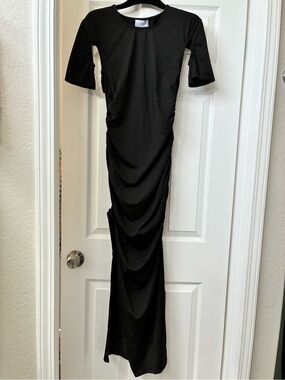 Lioness “Hips Don’t Lie” Black Ruched Maxi Dress